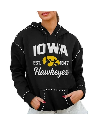Gameday Couture Women's Black Iowa Hawkeyes Studded Pullover Hoodie