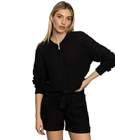 Sanctuary Women's Cotton Open-Knit Bomber Jacket