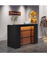 Tribesigns Reception Desk with Led Lights, 63 Inches Front Counter for Checkout, Lobby, Salon, Retail, Modern Large Table Store Shop