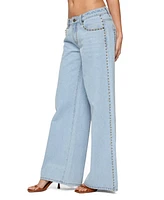 Edikted Women's Stassie Studded Low Rise Jeans