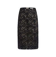 Etcetera Women's Black Floral Lace Skirt Ranunculus