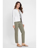 Olsen Women's Mixed Media Zip Front Jacket