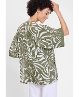 Olsen Women's Leaf Print Lightweight Kimono