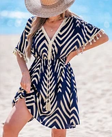 Cupshe Women's Tropic Oasis Abstract Mini Beach Dress