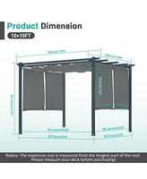 Aoodor 10 x 10 ft Outdoor Pergola with Retractable Canopy 4 Pieces Patio Sun Shade Shelter - Light Gray