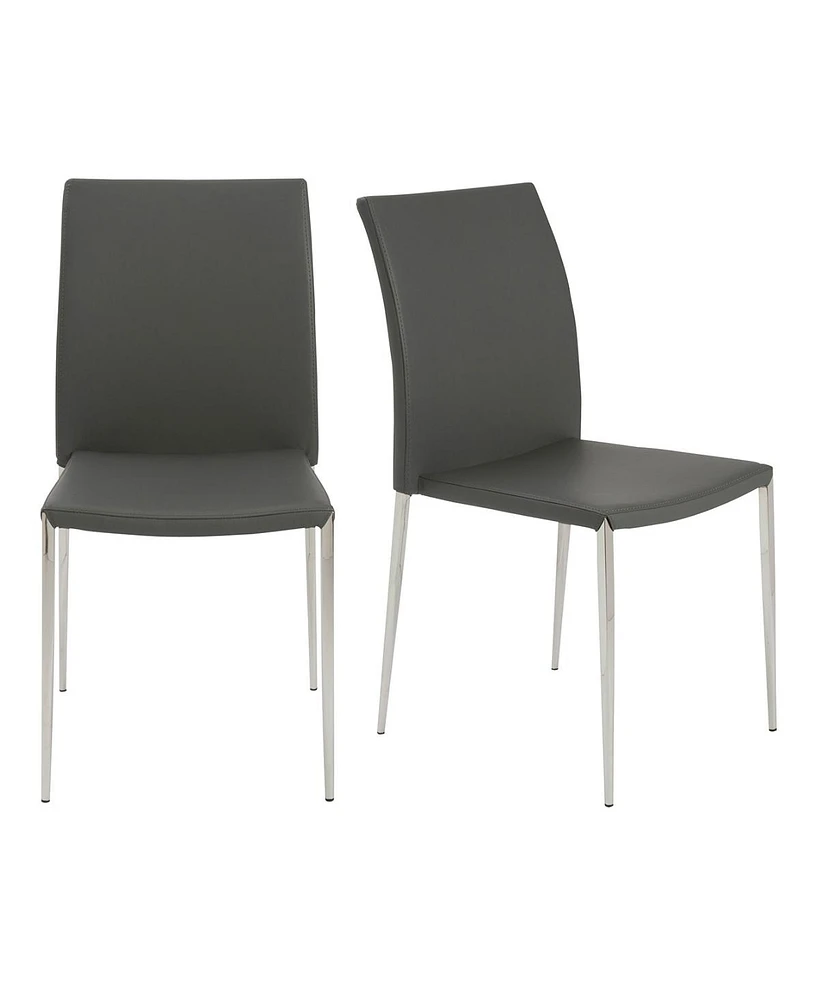 Set of 2 Faux Leather Steel Stacking Chairs for Dining Room or Office Seating