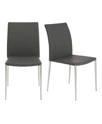 Set of 2 Faux Leather Steel Stacking Chairs for Dining Room or Office Seating
