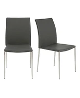 Set of 2 Faux Leather Steel Stacking Chairs for Dining Room or Office Seating