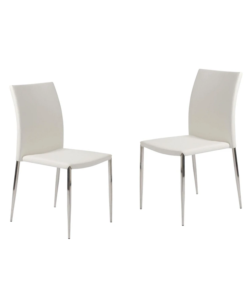 Set of 2 Faux Leather Steel Stacking Chairs for Dining Room or Office Seating