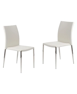 Set of 2 Faux Leather Steel Stacking Chairs for Dining Room or Office Seating