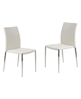 Set of 2 Faux Leather Steel Stacking Chairs for Dining Room or Office Seating