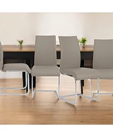 Set of 4 Faux Leather Long Back Cantilever Chairs for Dining Room or Office