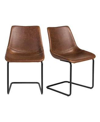 Set of 2 Faux Leather Cantilever Chairs for Dining Room or Office Seating