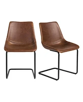 Set of 2 Faux Leather Cantilever Chairs for Dining Room or Office Seating