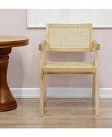 Wood Dining Arm Chair with Open Back Design for Kitchen or Dining Room