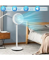 9 Inch Portable Oscillating Pedestal Floor Fan with Adjustable Heights and Speeds