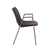 Set of Two Upholstered Faux Leather Open Back Dining Arm Chairs