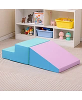 2-Piece Step and Slide Climber for Infants Toddlers Baby Soft Play Set Foam Blocks