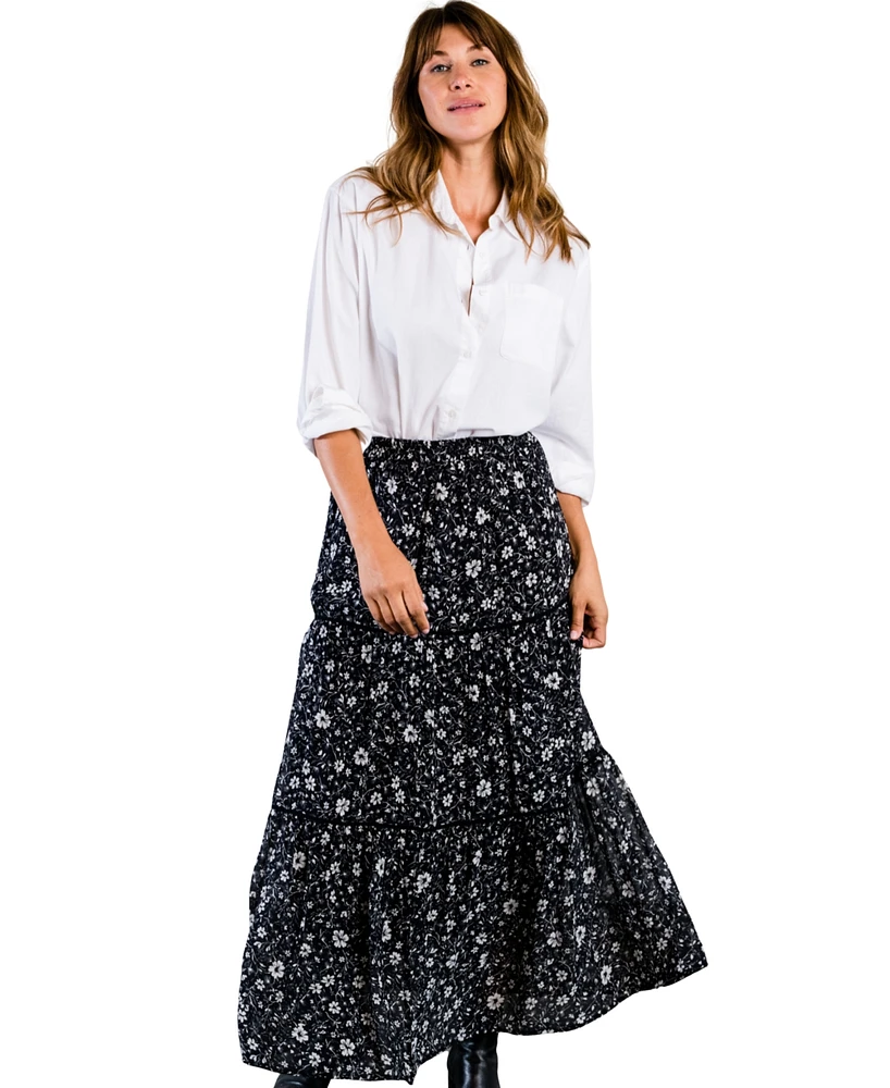 Able Plus Erin Tiered Maxi Skirt