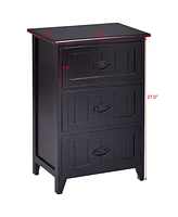 Gymax 2 Pcs 3 Drawers Nightstands End Table Storage Wood Side Bedside