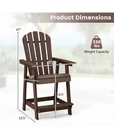 Gymax 2PCS Bar Stool Hdpe Chair w/ Armrest Footrest Home Indoor Outdoor Patio