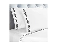 Superior Chain Links Cotton Embroidered Deep Pocket Bed Sheet Set