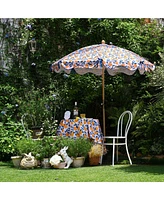 LAGarden Our Beach Umbrella for 6ft Beech Wood Pole w/ Tablecloth Printed Lemon Tree for Outdoor Garden Summer Event Planning Small Patio Balcony
