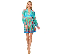 Adrianna by Papell Women's Printed Long-Sleeve Dress