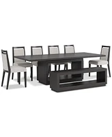 Tivie 8-Pc. Dining Set (Rectangular Table, 6 Wood Chairs & Bench)