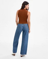 Levis Womens Effortless Mock Neck Tank Cinch Waist Lightweight Baggy Jeans