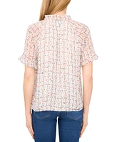CeCe Women's Floral-Print Ruffled Top