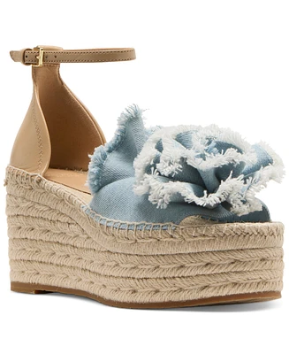 kate spade new york Women's Flourish Denim Espadrille Wedge Sandals