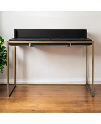 46" Black And Gold Writing Desk