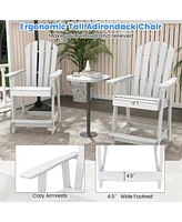 Gymax 2PCS Bar Stool Hdpe Chair w/ Armrest Footrest Home Indoor Outdoor Patio