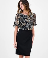 Connected Women's Chiffon-Overlay Sheath Dress