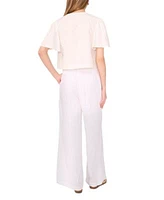 1.State Womens Tie Front Flutter Sleeve Top Wide Leg Pants