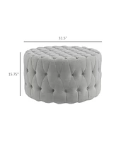Round Tufted Ottoman Coffee Table with Velvet Upholstery Upholstered Foot Stool for Living Room Entryway or Bedroom Vanity Seating-The Pop Home