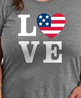 Hybrid Apparel Plus Americana Heart Love Flag Graphic Crew Neck T-Shirt