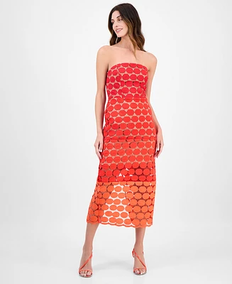Sam Edelman Women's Dotted Lace Strapless Midi Dress