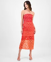 Sam Edelman Women's Dotted Lace Strapless Midi Dress