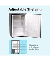 SnowLion Premium 122L Solid Door Mini Fridge 4.3 Cu.ft. Freestanding Under-Counter Mini Refrigerator in Black