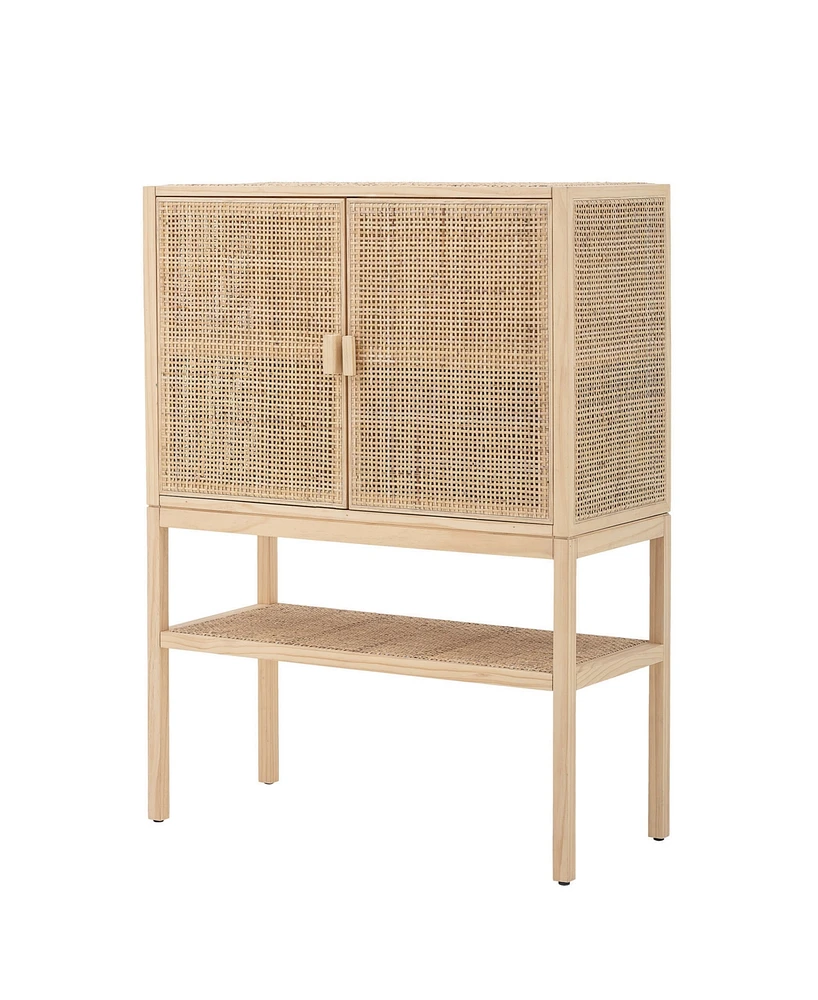 Creative Co-op 15.8" Woven Rattan and Wood Bohemian Cabinet