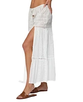 Edikted Women's Embroidered Cotton Lace Slitted Maxi Skirt