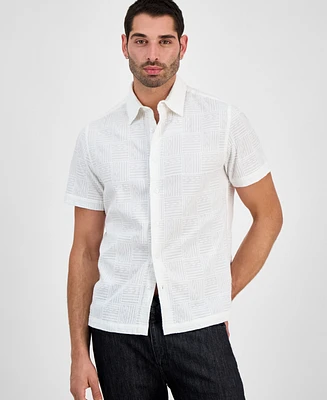 Guess Men's Idris Embroidery Short Sleeve Button-Front Shirt