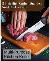 Cook N Home Multi-Purpose 8-Inch Straight Edge High Carbon Stainless Steel Sharp Chef's Knife ,Ergonomic Handle, Black