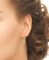 Peridot (1 ct. t.w.) & Lab Grown White Sapphire (1/5 ct. t.w.) Halo Drop Earrings in 14k Gold over Sterling Silver