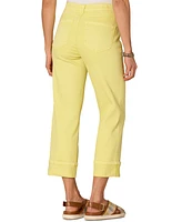 Democracy Petite High-Rise Cropped Cuffed Jeans