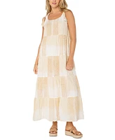Liverpool Los Angeles Women's Printed Textured Cotton Sleeveless Maxi Dress