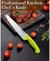 Cook N Home 8-Inch Chef's Knife Multi-Purpose Straight Edge High Carbon German Stainless Steel Sharp Kitchen Knife, Ergonomic Handle, Green
