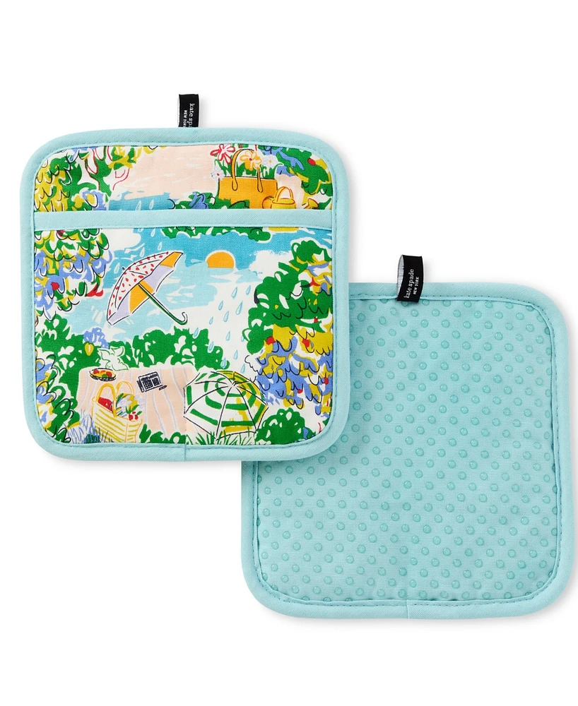 kate spade new york Spring Garden Pot Holder Set, 8" x 8"